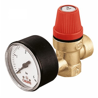 Zawór bezpieczeństwa. przyłącza z gwintem wewnętrznym i manometrem 3/4’’ 8 bar Caleffi 313580