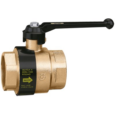 Ballstop - zawór kulowy z wbudowanym zaworem zwrotnym. z dźwignią ręczną 1 1/2’’ Caleffi 323080