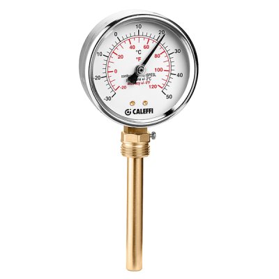 Termometr do instalacji chłodniczych. przyłącze dolne 1/2”, 100 mm, -30-50 °c Caleffi 687110
