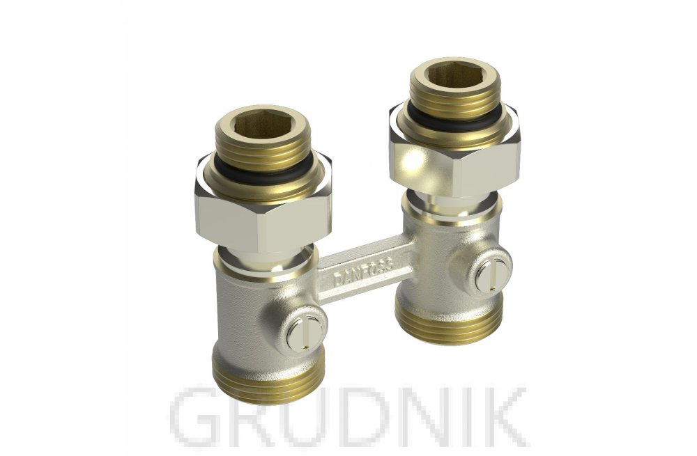 RLV-KB Zespol podwojny odcinajacy do grzejnika VKO 1/2\" prosty Danfoss ...