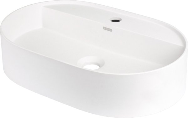 Silia Umywalka granitowa nablatowa z miejscem na baterię - owalna alabaster Deante CQS_AU6B
