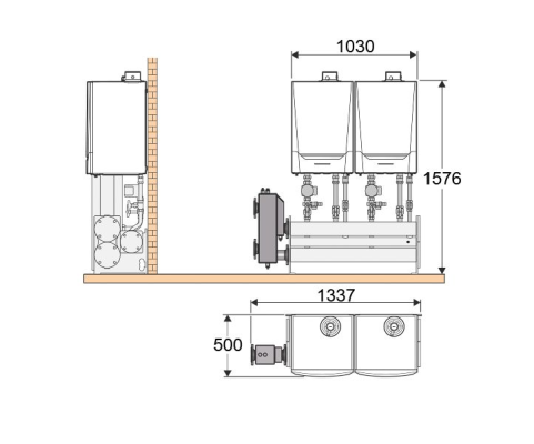 Ścienny system kaskadowy 2xmca65 De Dietrich LW.0122kW.02000