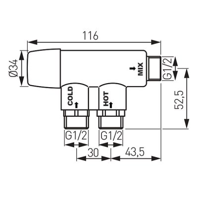 Mieszacz termostatyczny 1/2” do baterii bezdotykowych Ferro MT15B