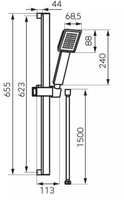 Zestaw natryskowy SINUS przesuwny 1f, chrom Ferro N170B