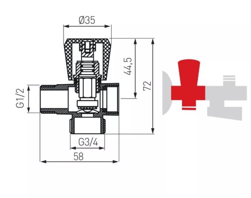 Zawór grzybkowy 3-drogowy Ferro CF3019A