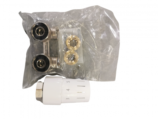 Zestaw grzejnikowy: Głowica termostatyczna TC-S3 M 30x1.55 + zestaw przyłączeniowy ME1/50 do grzejnika VKO kątowy 3/4