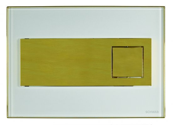 Przycisk spłukujący CARO GLASS szkło białe złoty do DUPLO 189 / 198 Schwab 675042