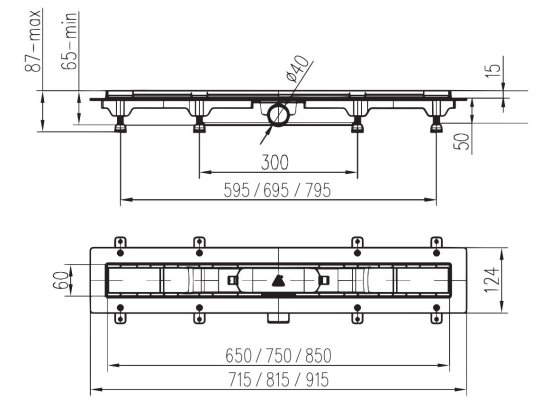 Odwodnienie liniowe P 850 mm STANDARD/CUSTOM Schwab 674738