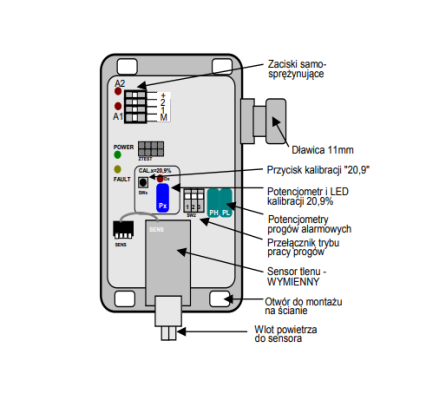 Detektor tlenu sensor elektrochemiczny dg-9e/4 seria u6 kalibracja 19/18 Gazex DG-9E/4