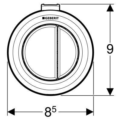 Pneumatyczny przycisk uruchamiający WC Geberit Typ 01, ręczny, natynkowy, Sigma 8cm, dwudzielny, biały 116.049.11.1