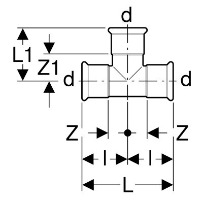 Trójnik Geberit Mapress C-Stahl równoprzelotowy d42 21007