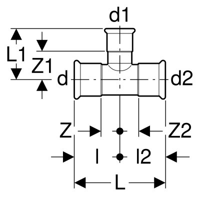 Trójnik Geberit Mapress C-Stahl redukcyjny d12-15 21101