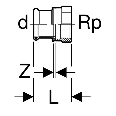 Złączka Geberit Mapress C-Stahl przejściowa z gwintem wewnętrznym d28-Rp1 21809