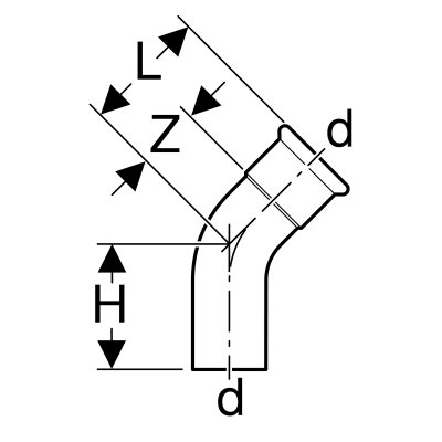 Kolano Geberit Mapress C-Stahl jednokielichowe 45st. d35 23706