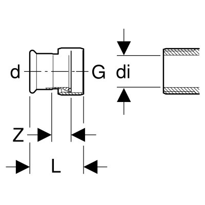 Śrubunek Geberit Mapress C-Stahl przejściowy do zaworów z gwintem wewnętrznym d54-G2.3/8 25038