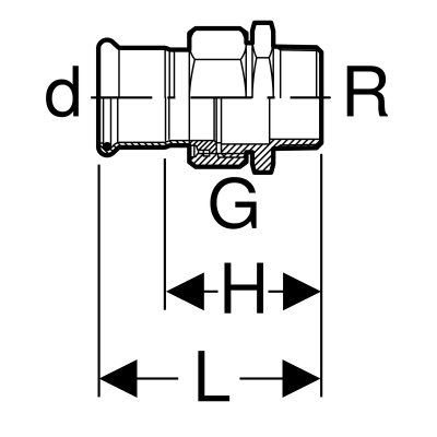 Śrubunek Geberit Mapress C-Stahl przejściowy z gwintem wewnętrznym d42-R1.1/2 25339
