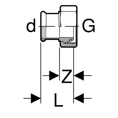 Śrubunek Geberit Mapress Kupfer Gas przejściowy do zaworów z gwintem wewnętrznym d22-G1 3/8 34552