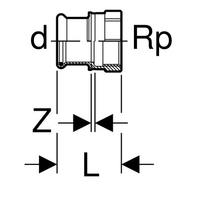 Złączka Geberit Mapress Kupfer Gas przejściowa z gwintem wewnętrznym d18-Rp1/2 34684