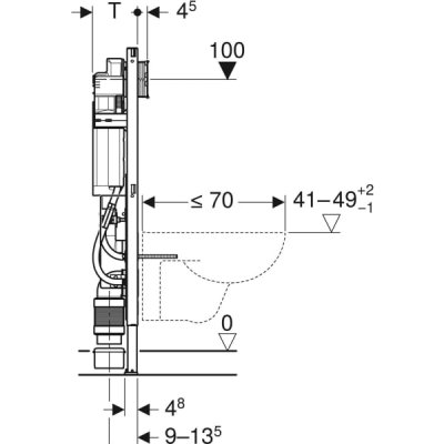 Element montażowy Geberit Duofix do WC dla niepełnosprawnych, Sigma 12cm, regulowany 111.904.00.5