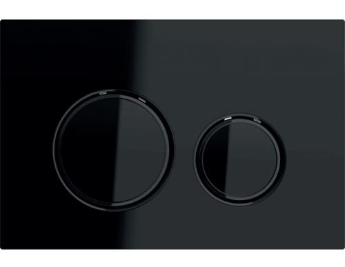 Przycisk uruchamiający Geberit Sigma21, przedni, szkło, czarne pierścienie, czarny chrom 115.651.SJ.1