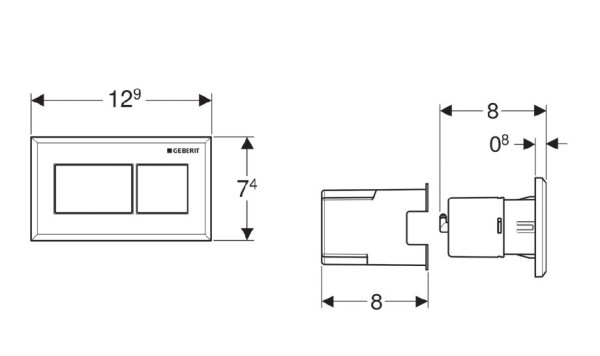 Pneumatyczny przycisk uruchamiający WC Geberit podtynkowy dwudzielny Sigma 12cm chrom 116.051.KA.1