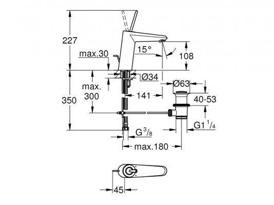 GROHE Eurodisc Joy - jednouchwytowa bateria umywalkowa 23427000