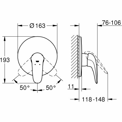 GROHE Eurostyle - jednouchwytowa bateria prysznicowa do ściennego montażu podtynkowego 29098LS3