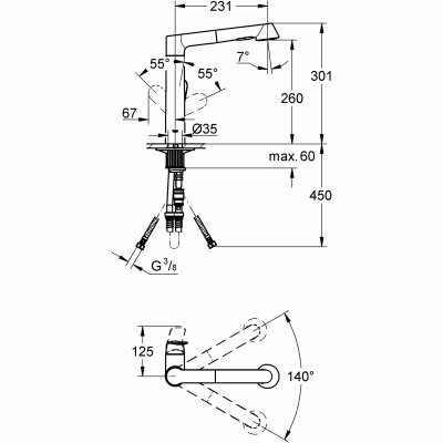 GROHE K7 - jednouchwytowa bateria zlewozmywakowa 32176000