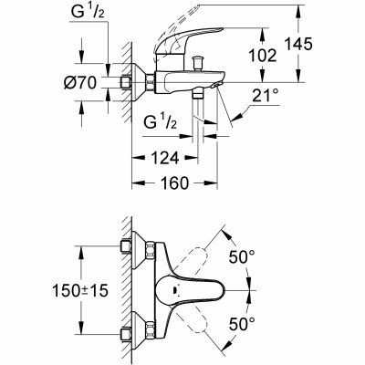 GROHE Euroeco - jednouchwytowa bateria wannowa 32743000