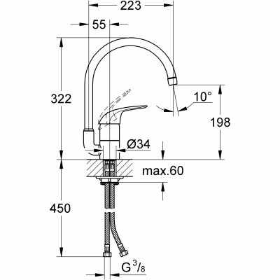 GROHE Euroeco - jednouchwytowa bateria zlewozmywakowa 32752000