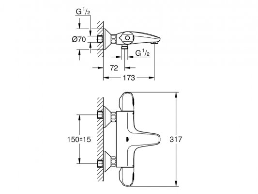 GROHE Grohtherm 1000 - termostatyczna bateria wannowa 34155003