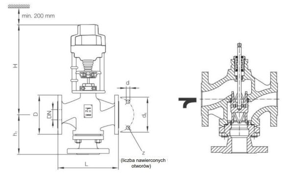 Zawór 3-drogowy regulacyjny w wykonaniu kołnierzowym DN 80 Herz F403708