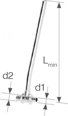 Trójnik redukcyjny mosiężny z rurą Cu Ø15 prawy Push - 25x3.5/18x2.0 L = 300 mm KAN-therm 1109261016