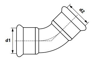 Kolano 45° Inox Sprinkler - 28 mm KAN-therm 1611068011