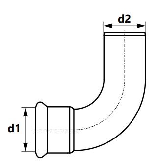 Kolano nyplowe 90° Inox Sprinkler - 35 mm KAN-therm 1611068036