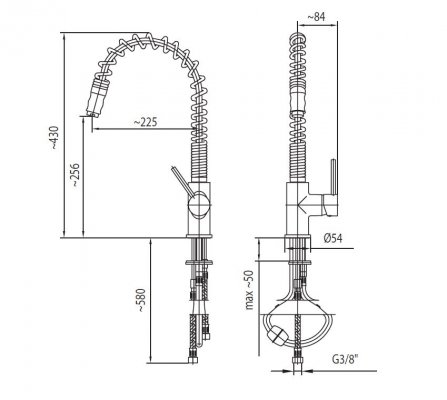 SIGMA Bateria stojąca zlewozmywakowa z wyciąganą wylewką chrom KFA 6603-110-00