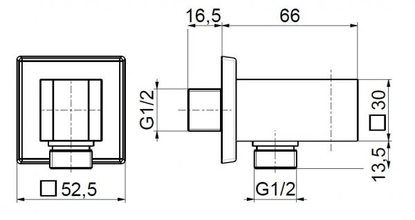 Ramię natrysku sufitowego kwadratowy L 500 mm KFA 835-050-00-BL