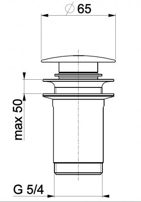 Spust umywalkowy typu klik-klak, duży z przelewem, czarny KFA 660-254-81