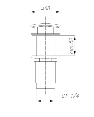 Spust umywalkowy typu klik-klak, duży kwadratowy z przelewem, czarny KFA 660-454-81