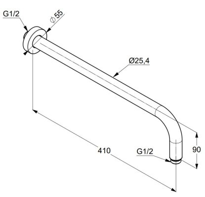 A-QA ramię natrysku 400 mm czarny mat KLUDI 6651439-00