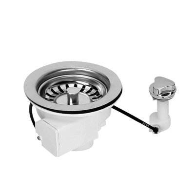 Spust zlewozmywakowy 1.1/2″x113mm z sitem ze stali nierdzewnej i korkiem automatycznym.  McAlpine PUS113-CP