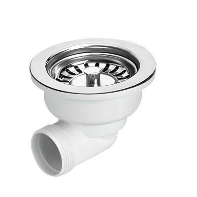 Spust zlewozmywakowy 1.1/2″x113mm z sitem ze stali nierdzewnej i odpływem poziomym.  McAlpine HC162-SS