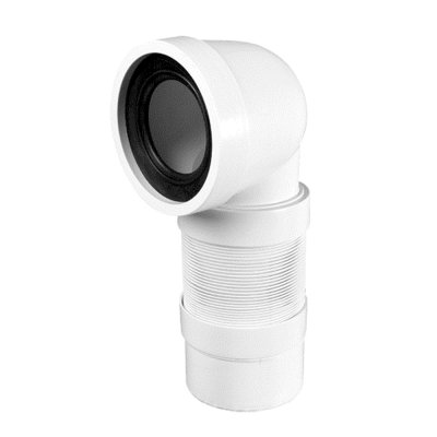 Przyłącze kanalizacyjne elastyczne, o długości od 265 do 540mm, kątowe 900 . Wejście 90-110mm z uszczelką wargową, wyjście 110mm.  McAlpine WC-CON9F