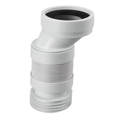 Przyłącze kanalizacyjne elastyczne z przesunięciem 40mm, o długości od 253 do 338mm. Wejście 90-110mm z uszczelką wargową, wyjście 110mm z uszczelką kołnierzową.  McAlpine WC-CON4AF
