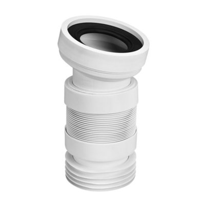 Przyłącze kanalizacyjne elastyczne kątowe 140 , o długości od 260 do 365mm. Wejście 90-110mm z uszczelką wargową, wyjście 110mm z uszczelką kołnierzową.  McAlpine WC-CON7AF