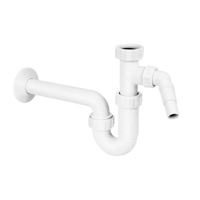 Syfon umywalkowy rurowy 1.1/4″x32mm, bez spustu, z podłączeniem pralki lub zmywarki.  McAlpine HC4PF-32WM