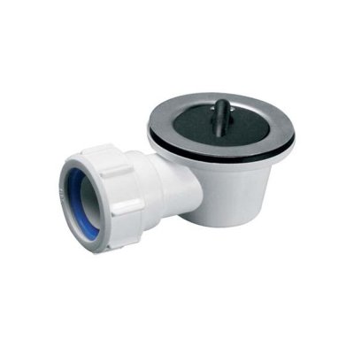 Spust umywalkowy 1.1/4″x91x60mm z korkiem gumowym, z otworem przelewowym.  McAlpine BSW10P-90-32