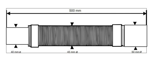 Złączka montażowa redukcyjna, elastyczna L-500mm z końcówkami 40x50mm McAlpine FLEXRP4050