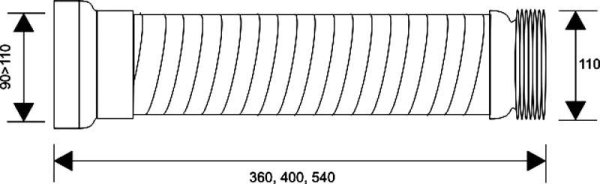 Przyłącze kanalizacyjne elastyczne l-360mm, wejście 90-100mm, wyjście 110mm McAlpine WC6