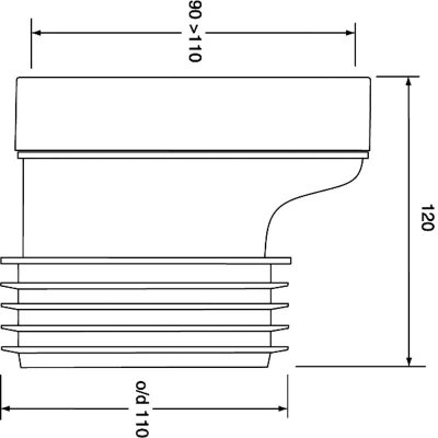 Przyłącze kanalizacyjne elastyczne mimośrodowe l-120mm, wejście 90-100mm, wyjście 110mm z przesunięciem 20mm McAlpine WC-CON4